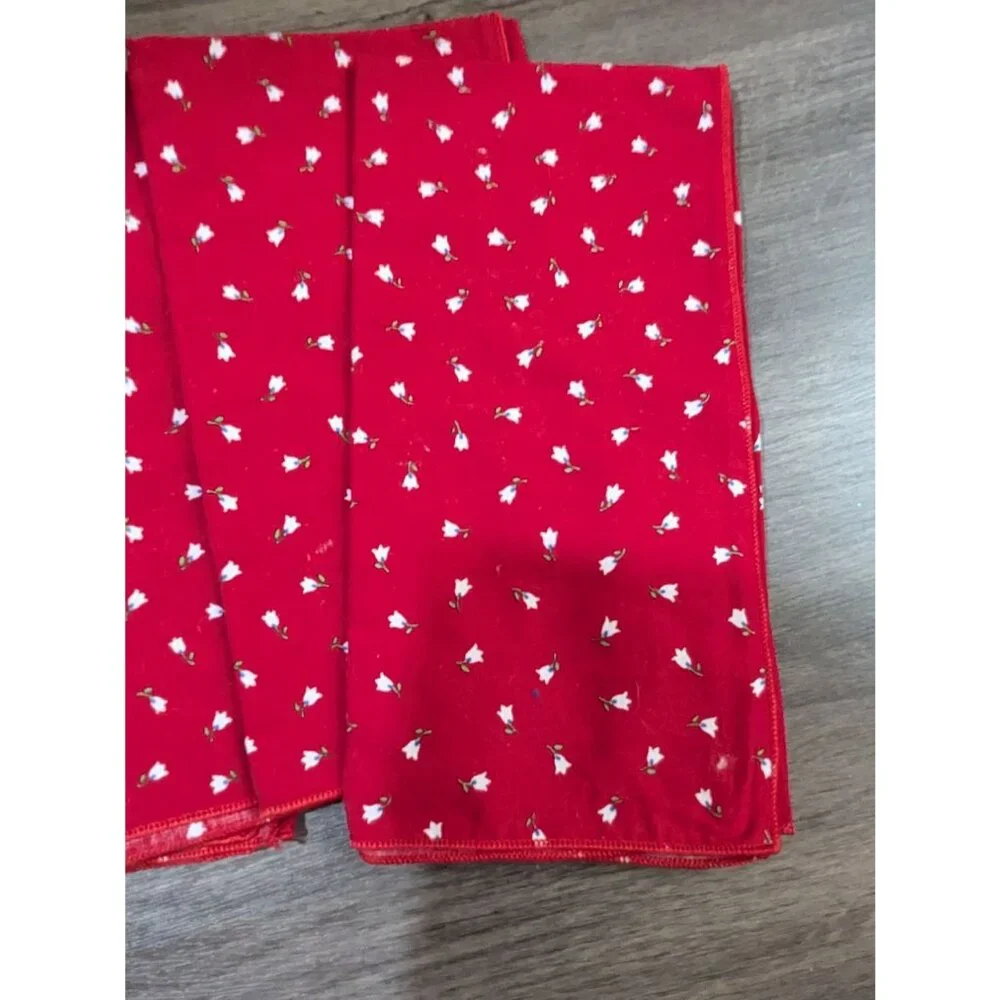 Set Of‎ 4 Now Designs Red Floral Print Cotton & Polyester Napkins 20x20